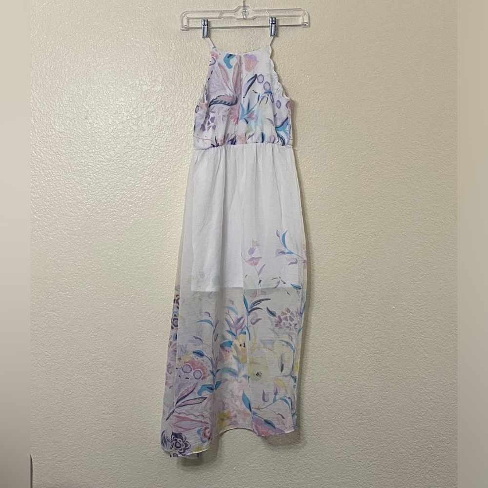 Girl’s White Dress with Floral Accents